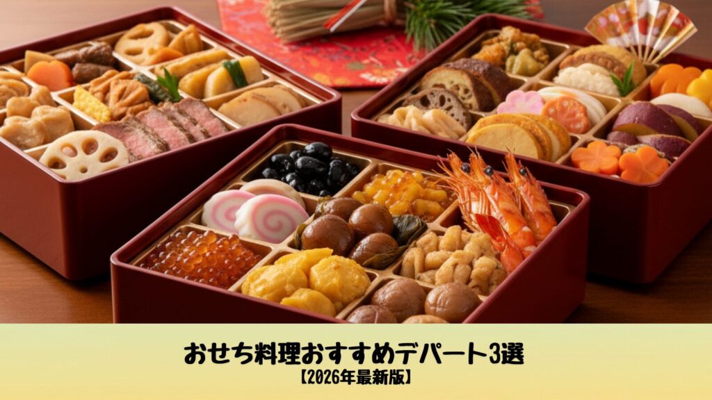 2026年おせち料理おすすめデパート3選｜豪華三段重のおせちイメージ