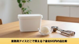 家庭で使える長方形タイプの業務用2Lバニラアイスとアイスディッシャー｜業務用アイスどこで買える